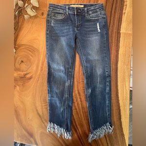 JOES JEANS SIZE 10, Distressed & cropped W/ adjustable waist in great condition